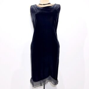 NWT Vtg‎ Teddi Evening Velvet Dress Sz 14 Sleeveless Chiffon Ruffle Hem Cocktail